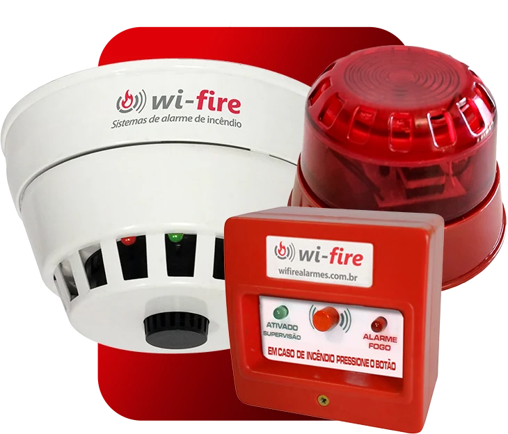 Detector de fumaça, sirene e acionador manual sem fio Wi-Fire